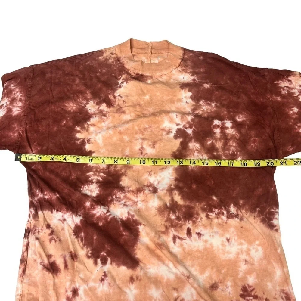 We The Free People Tie Dye Mock Neck Long Sleeve Shirt XS Orange Rose